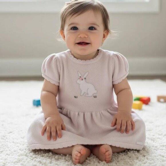 Janie and Jack Knitted Bunny Dress 6-12 Months - Picture 1 of 9